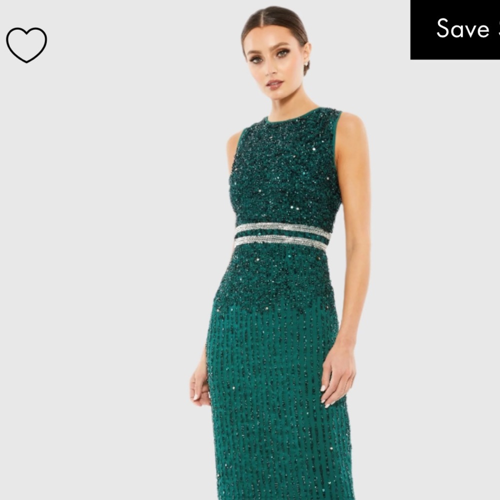 Mac Duggal Green Sequin Embellished Sheath Dress